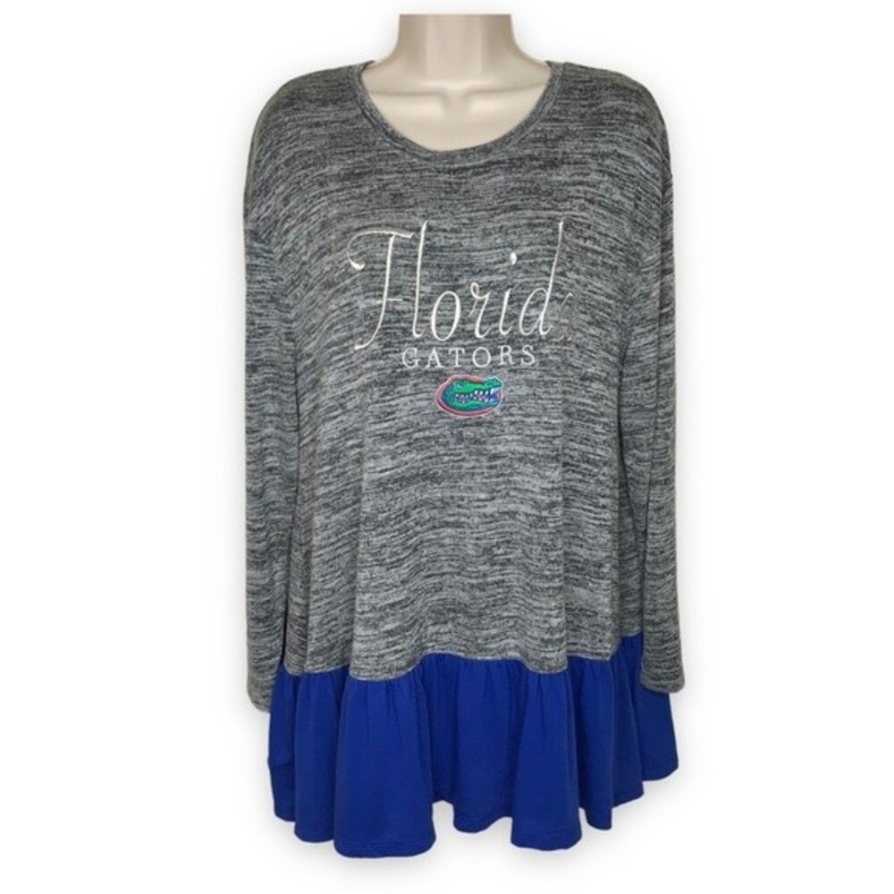KA Knights Apparel Florida Gators Ruffle Hem Long Sleeve Tunic Top Women Large